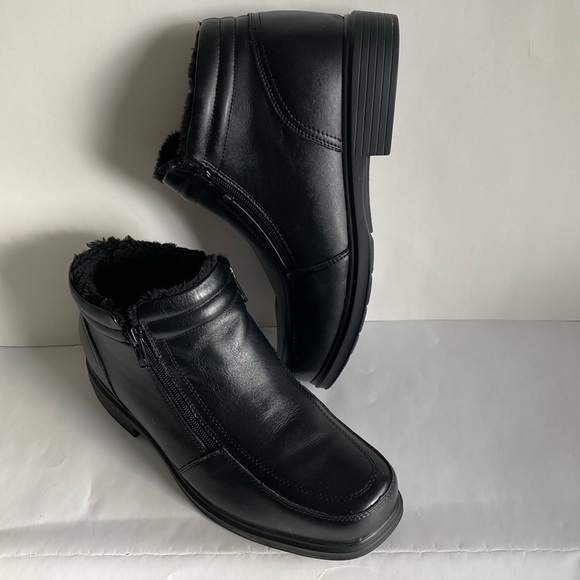 Areni One Leather Winter Ankle Boots Men`s Faux Fur Lining Dual Zip Black 8.5 - Picture 13 of 13